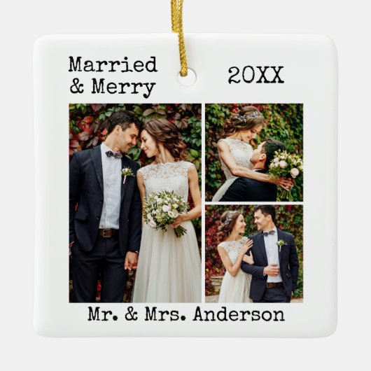 Tekst voor schrijfmachine, gehuwd en sieraden foto keramisch ornament (Voorkant)