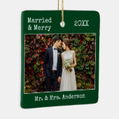 Tekst voor schrijfmachine Gehuwd Merry Weddenschap Keramisch Ornament (Rechts)