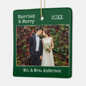 Tekst voor schrijfmachine Gehuwd Merry Weddenschap Keramisch Ornament (Links)