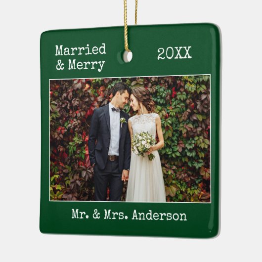 Tekst voor schrijfmachine Gehuwd Merry Weddenschap Keramisch Ornament (Links)