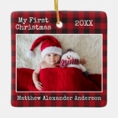 Tekst voor schrijfmachine geplakt Mijn eerste kers Keramisch Ornament (Voorkant)