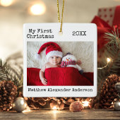 Tekst voor schrijfmachine Mijn eerste kerstBaby Keramisch Ornament