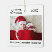 Tekst voor schrijfmachine Mijn eerste kerstBaby Keramisch Ornament (Links)