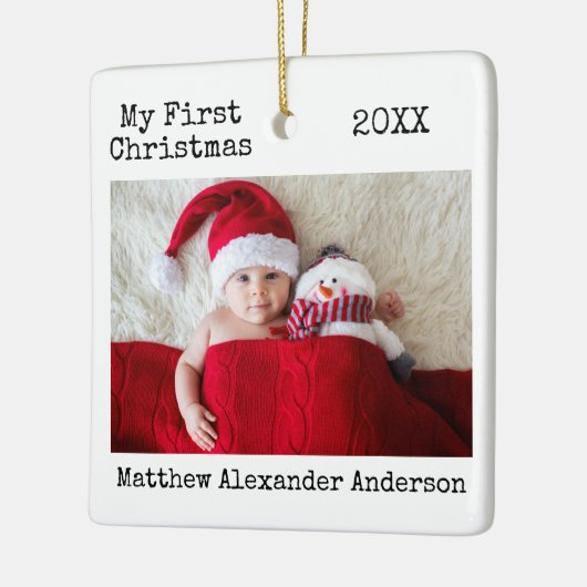 Tekst voor schrijfmachine Mijn eerste kerstBaby Keramisch Ornament (Links)