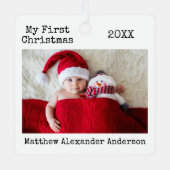 Tekst voor schrijfmachine Mijn eerste kerstBaby Metalen Ornament (Voorkant)