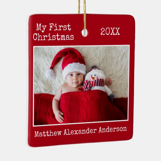 Tekst voor schrijfmachine Mijn eerste kerstBaby Ro Keramisch Ornament (Rechts)