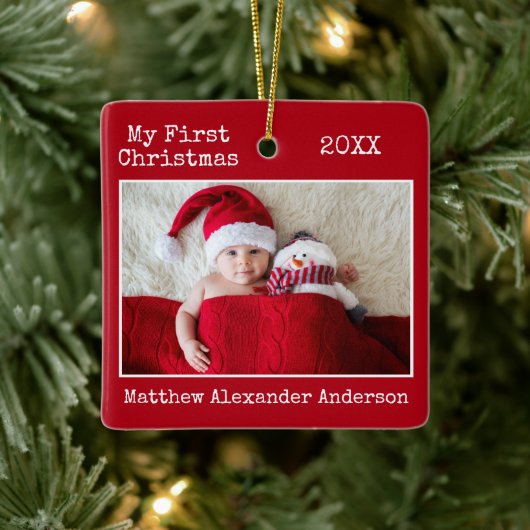 Tekst voor schrijfmachine Mijn eerste kerstBaby Ro Keramisch Ornament (Boom)