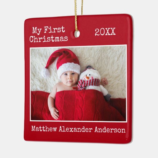 Tekst voor schrijfmachine Mijn eerste kerstBaby Ro Keramisch Ornament (Links)