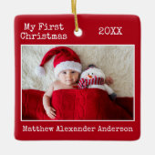 Tekst voor schrijfmachine Mijn eerste kerstBaby Ro Keramisch Ornament (Voorkant)