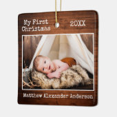 Tekst voor schrijfmachine Mijn eerste kerstfoto Ba Keramisch Ornament (Links)