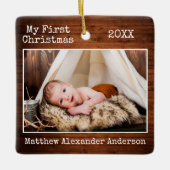 Tekst voor schrijfmachine Mijn eerste kerstfoto Ba Keramisch Ornament (Voorkant)
