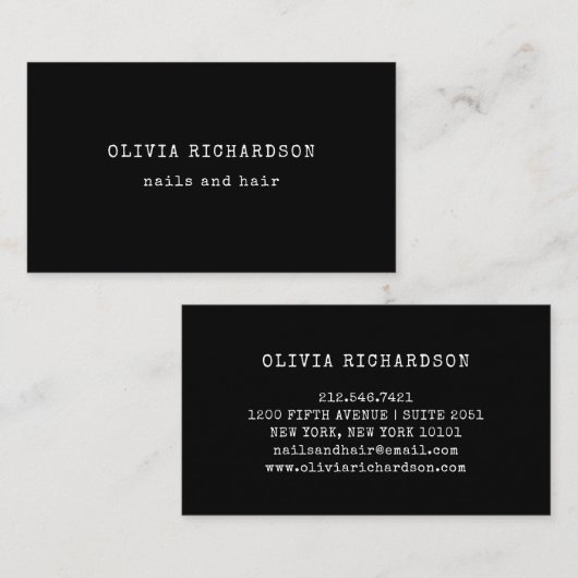  tekst voor schrijfmachines | Zwart Visitekaartje (Voorkant / Achterkant)