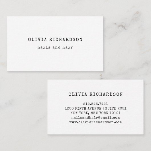  tekst voor schrijfmachines | Zwart-wit Visitekaartje (Voorkant / Achterkant)