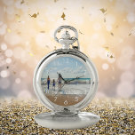 Tekst voor vakantie met fotoreis van aangepaste fa zakhorloge<br><div class="desc">Voeg je eigen favoriete foto toe van een zomervakantie,  reizen,  kinderen,  vriendin/vriendje of huisdier. Witte cijfers. Sjabloon voor jouw tekst,  witte letters. Een geweldig cadeau of keepasje van je reizen of huwelijksreis.</div>