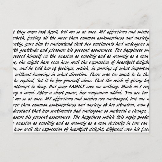 Tekst voor voorrang en vooroordeel briefkaart (Voorkant)