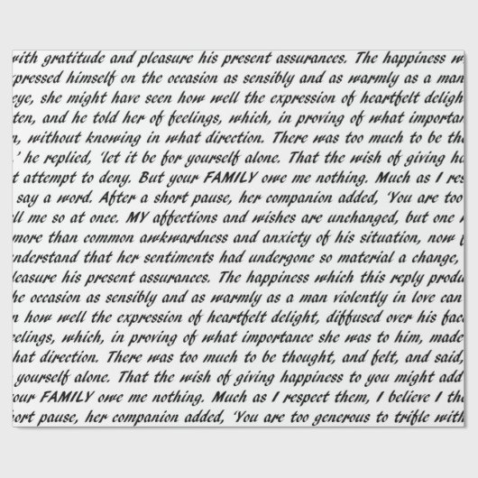 Tekst voor voorrang en vooroordeel cadeaupapier (Vlak)