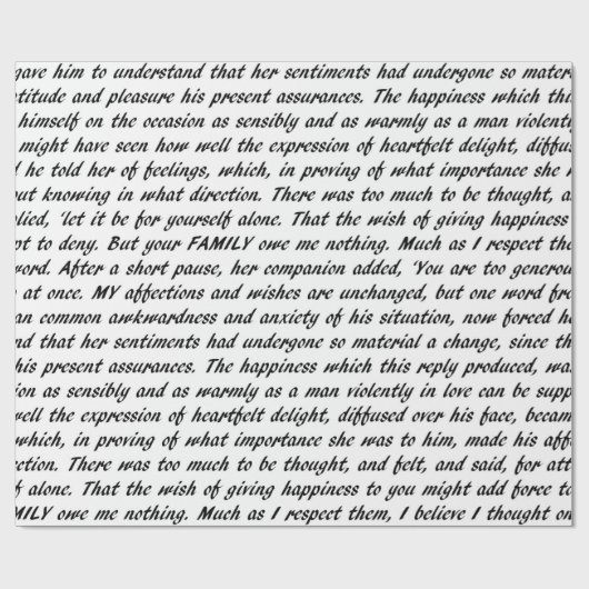 Tekst voor voorrang en vooroordeel cadeaupapier (Vlak)