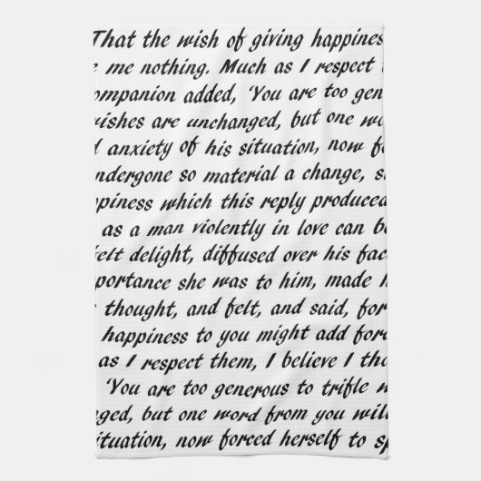 Tekst voor voorrang en vooroordeel theedoek (Verticaal)