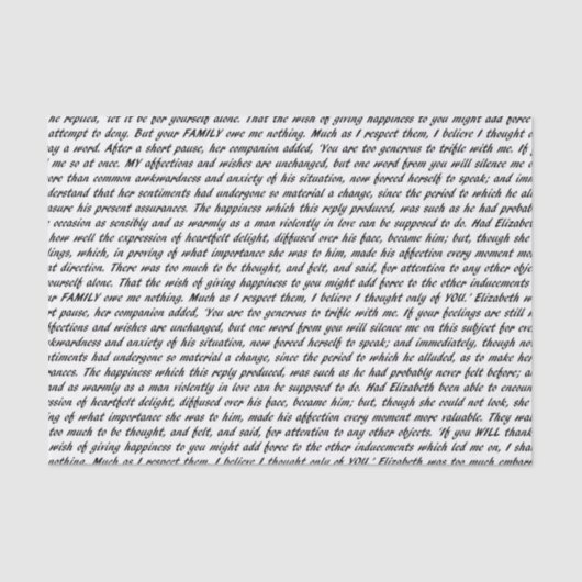 Tekst voor voorrang en vooroordeel tissuepapier (Voorkant)