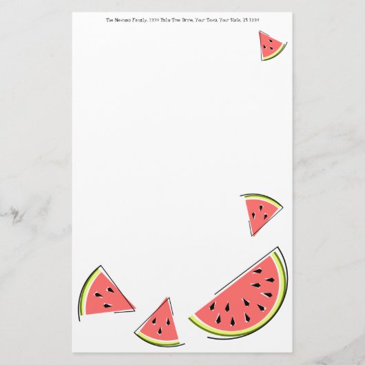 Tekst voor watermeloenen briefpapier (Voorkant)