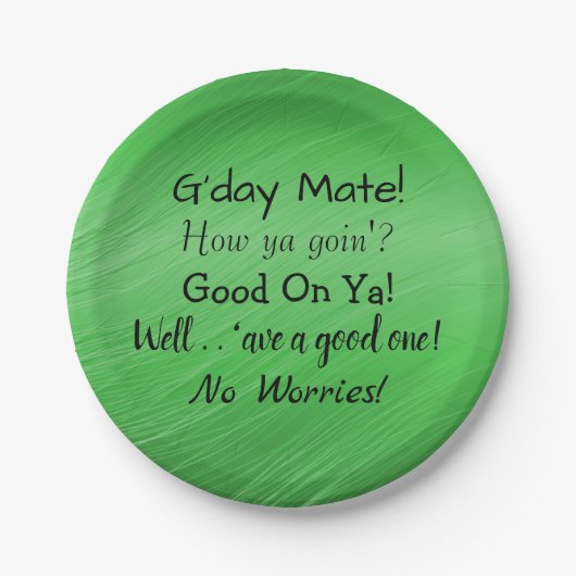 Tekst wijzigen - Aussie Slang Conversation 7" Papieren Bordje (Voorkant)