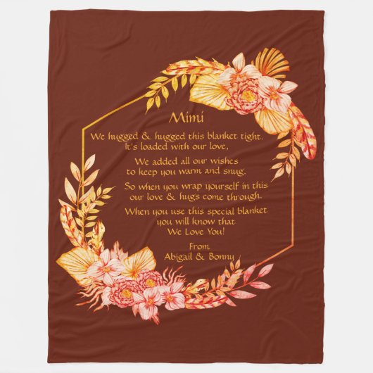 Tekst wijzigen Naam Boho Flower Lijst Hugged toevo Fleece Deken (Voorkant)