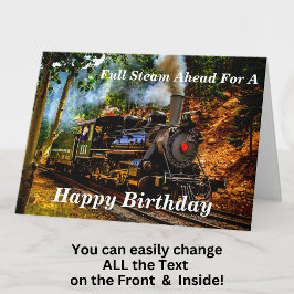 Tekst wijzigen Naam toevoegen Stoomtrein Happy Bir Kaart