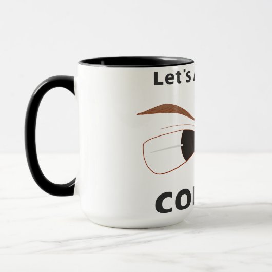 Tekst zegt oogcontact met een tekening te vermijde mok (Links)