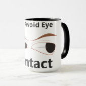 Tekst zegt oogcontact met een tekening te vermijde mok (Voorkant rechts)