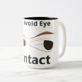 Tekst zegt oogcontact met een tekening te vermijde tweekleurige koffiemok (Voorkant rechts)