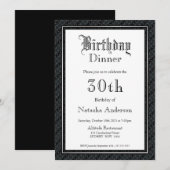  tekst zwart en wit 30th Birthday Dinner Kaart (Voorkant / Achterkant)