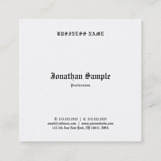  Tekst Zwart Wit Koele Nostalgische Sjabloon Vierkante Visitekaartje (Achterkant)