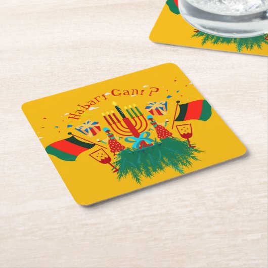 Tekstaanpassing Kwanzaa Partij bewerken Kartonnen Onderzetters (Schuin)