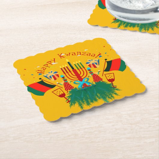 Tekstaanpassing Kwanzaa Partij bewerken Kartonnen Onderzetters (Gebogen)