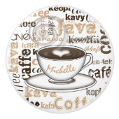Tekstartikelen Coffee Cup Naam Keramische Knop (Voorkant)