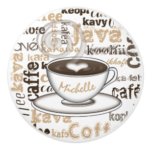 Tekstartikelen Coffee Cup Naam Keramische Knop