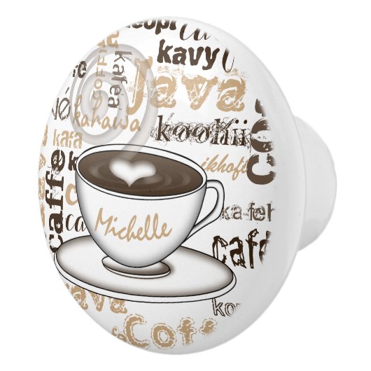 Tekstartikelen Coffee Cup Naam Keramische Knop (Rechts)