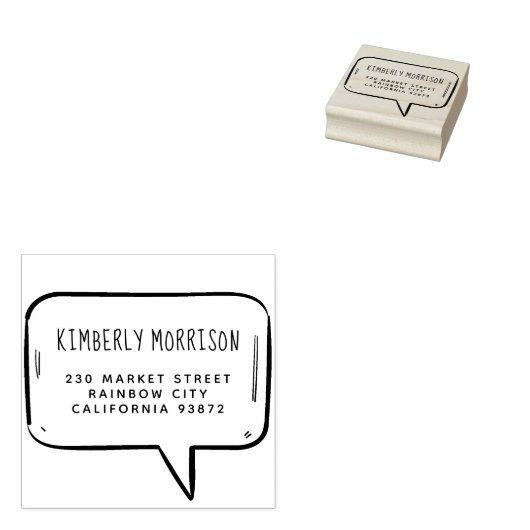 Tekstballon Naam & Adres Rubberstempel (Gestempeld)