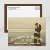 Tekstbedekking De datumkaarten opslaan - Bruin Aankondigingskaart (Voorkant / Achterkant)