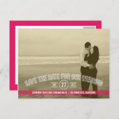 Tekstbedekking De datumkaarten opslaan - Fuchsia Aankondigingskaart (Voorkant / Achterkant)