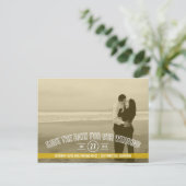 Tekstbedekking De datumkaarten opslaan - Mosterd Aankondigingskaart (Staand voorkant)