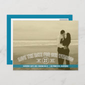 Tekstbedekking De datumkaarten opslaan - Turquoise Briefkaart (Voorkant / Achterkant)