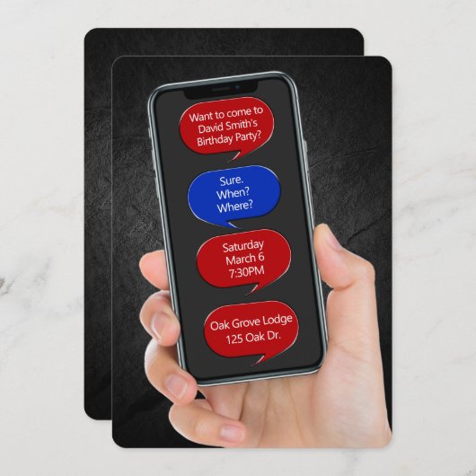 Tekstbellen voor verjaardagsfeestbericht kaart (Voorkant / Achterkant)