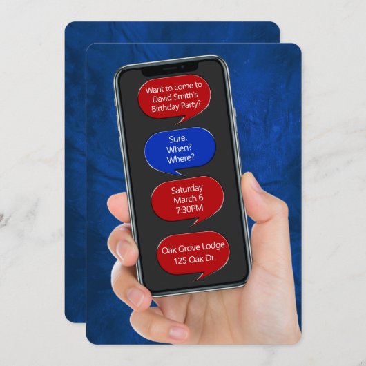 Tekstbellen voor verjaardagsfeestbericht kaart (Voorkant / Achterkant)