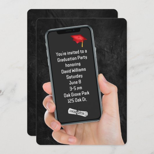 Tekstbericht bij Graduation Party Kaart (Voorkant / Achterkant)