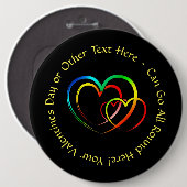 Tekstbericht met namen - Harten op zwart kolossaal Ronde Button 6,0 Cm (Voorkant /achterkant)