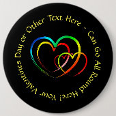 Tekstbericht met namen - Harten op zwart kolossaal Ronde Button 6,0 Cm (Voorkant)