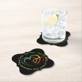 Tekstbericht met namen - Hartjes op zwart Kartonnen Onderzetters (Insitu)