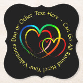 Tekstbericht met namen - Hartjes op zwart Kartonnen Onderzetters (Voorkant)