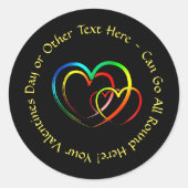 Tekstbericht met namen - Hartjes op zwart Ronde Sticker (Voorkant)